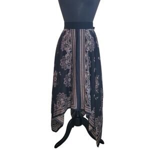Vintage Boho Paisley Asymmetrical Handkerchief Midi Skirt XL